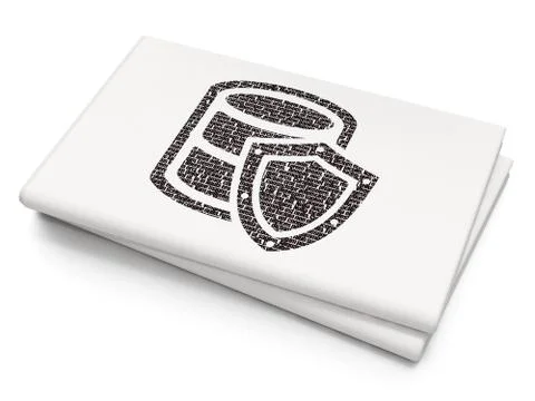 Software concept: Database With Shield on Blank Newspaper background イラスト素材