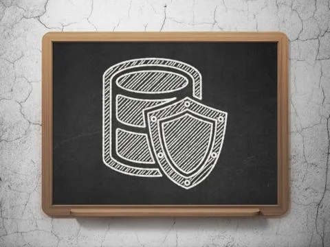 Software concept: Database With Shield on chalkboard background Stock-Illustration