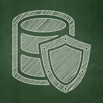 Software concept: Database With Shield on chalkboard background Stock Illustration