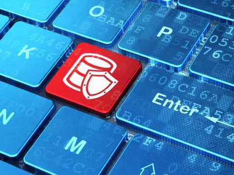 Software concept: Database With Shield on computer keyboard background Stock-Illustration