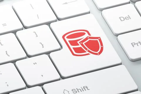 Software concept: Database With Shield on computer keyboard background Stock Illustration