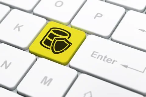 Software concept: Database With Shield on computer keyboard background Stock-Illustration