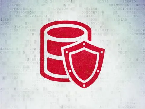 Software concept: Database With Shield on Digital Data Paper background Stock Illustration