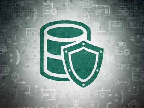 Software concept: Database With Shield on Digital Data Paper background Stock-Illustration