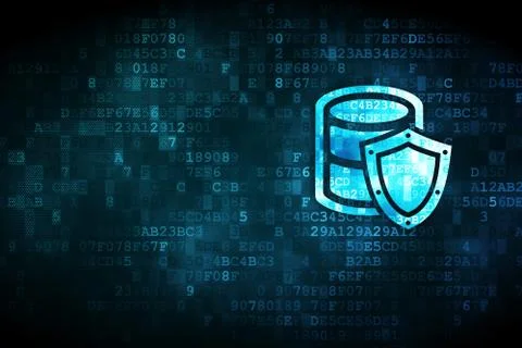 Software concept: Database With Shield on digital background Illustrazione stock