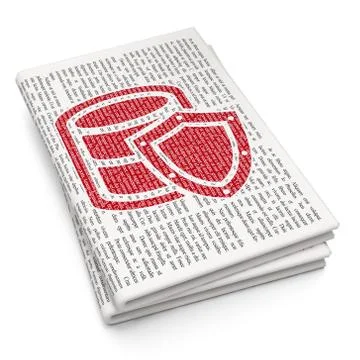 Software concept: Database With Shield on Newspaper background Stock-Illustration