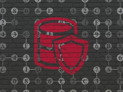 Software concept: Database With Shield on wall background Stock-Illustration