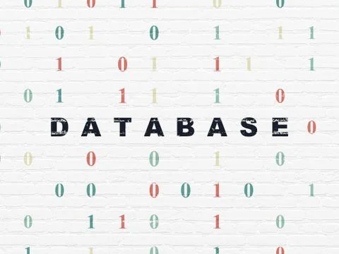 Software concept: Database on wall background 스톡 일러스트