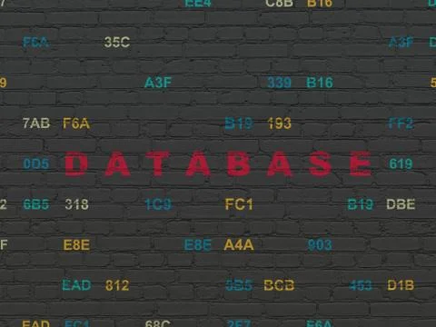Software concept: Database on wall background 库存插图