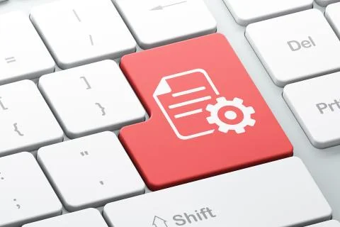 Software concept: Gear on computer keyboard background Stock Illustration