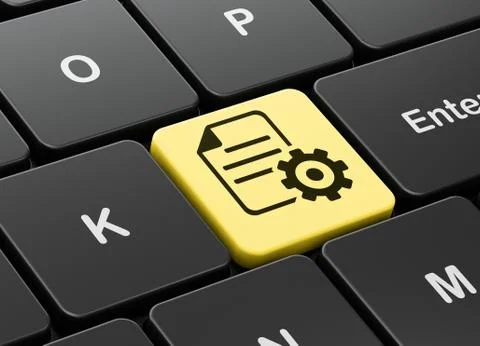 Software concept: Gear on computer keyboard background Stock Illustration