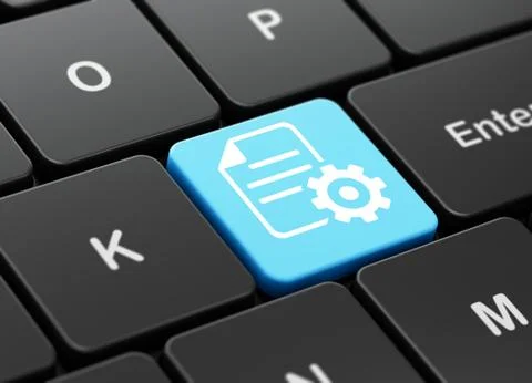 Software concept: Gear on computer keyboard background Stock Illustration