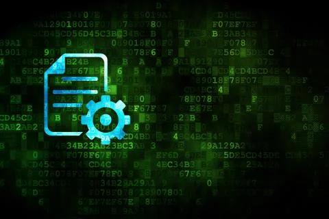 Software concept: Gear on digital background 库存插图