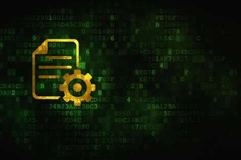 Software concept: Gear on digital background Ilustración de archivo