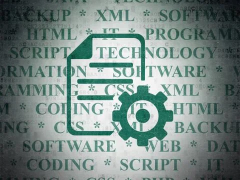 Software concept: Gear on Digital Data Paper background Stock-Illustration