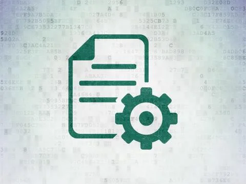 Software concept: Gear on Digital Data Paper background 스톡 일러스트