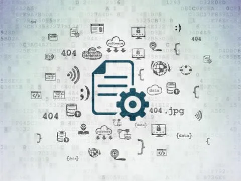 Software concept: Gear on Digital Data Paper background Stock Illustration