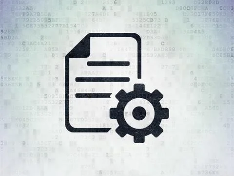 Software concept: Gear on Digital Paper background 库存插图