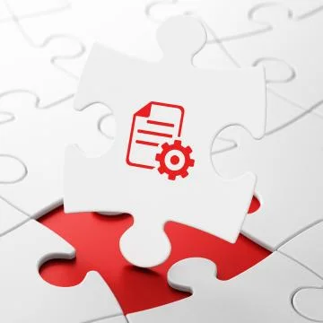 Software concept: Gear on puzzle background Stock Illustration