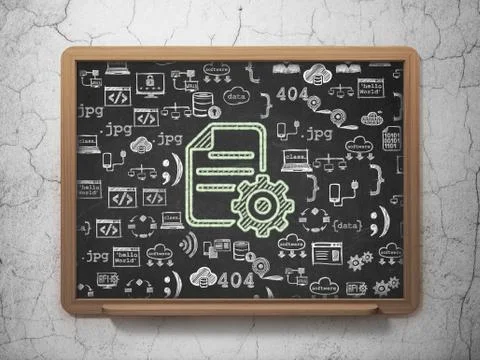 Software concept: Gear on School board background イラスト素材