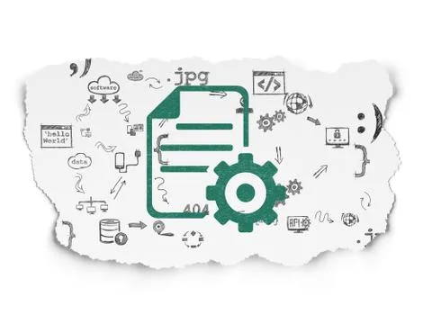 Software concept: Gear on Torn Paper background 库存插图