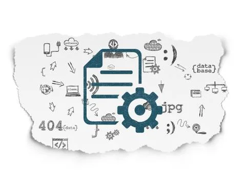Software concept: Gear on Torn Paper background Stock-Illustration