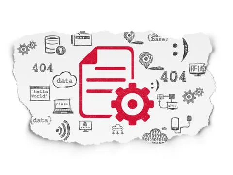 Software concept: Gear on Torn Paper background Stock-Illustration