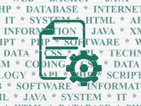 Software concept: Gear on wall background Stock-Illustration