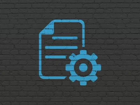 Software concept: Gear on wall background Stock Illustration