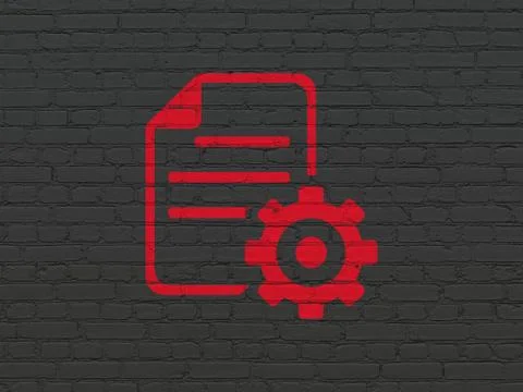 Software concept: Gear on wall background Stock-Illustration