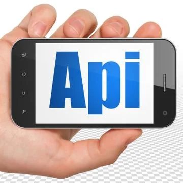 Software concept: Hand Holding Smartphone with Api on display Stock Illustration