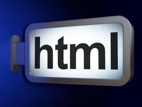 Software concept: Html on billboard background Illustrazione stock