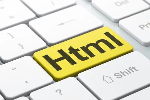 Software concept: Html on computer keyboard background Stock Illustration