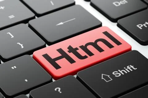 Software concept: Html on computer keyboard background 스톡 일러스트