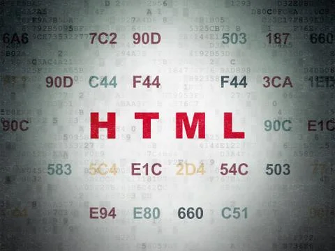Software concept: Html on Digital Data Paper background 스톡 일러스트