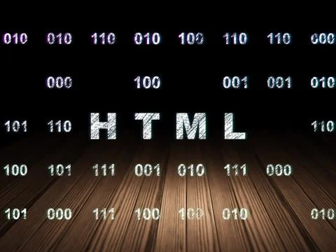 Software concept: Html in grunge dark room Stockillustratie