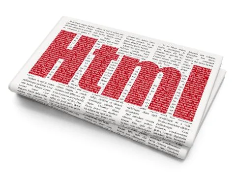 Software concept: Html on Newspaper background 스톡 일러스트
