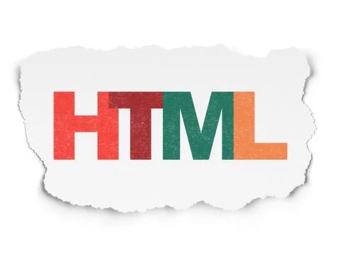 Software concept: Html on Torn Paper background 库存插图