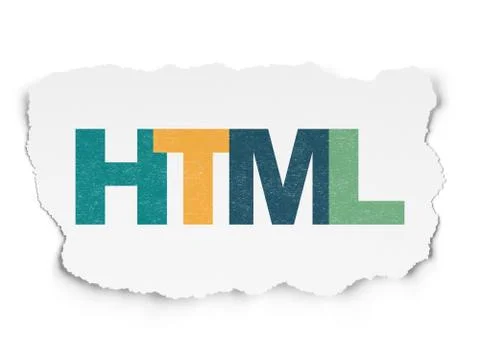 Software concept: Html on Torn Paper background 库存插图