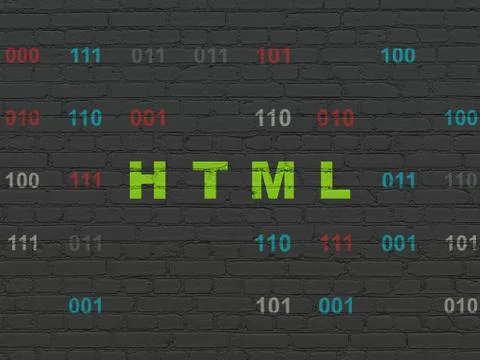 Software concept: Html on wall background Stockillustratie