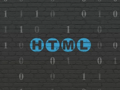 Software concept: Html on wall background 스톡 일러스트
