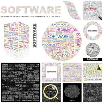 Software. Concept illustration. Software. Word cloud illustration. Wordclo... Stock Photos