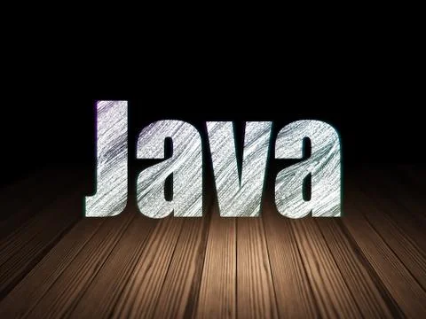 Software concept: Java in grunge dark room Stock Illustration