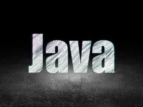Software concept: Java in grunge dark room Stock Illustration