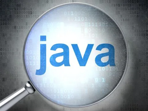 Software concept: Java with optical glass Stock Illustration