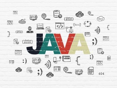 Software concept: Java on wall background Stock-Illustration