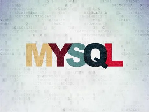 Software concept: MySQL on Digital Data Paper background 库存插图