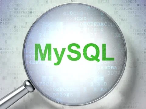 Software concept: MySQL with optical glass 스톡 일러스트