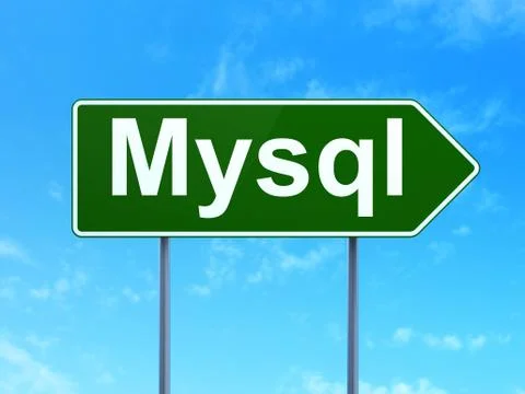 Software concept: MySQL on road sign background Illustrazione stock