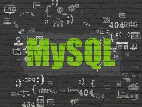 Software concept: MySQL on wall background 스톡 일러스트